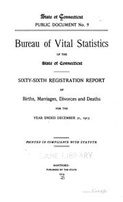 Tapa de Registration report of births, marriages, divorces and deaths [Connecticut ...