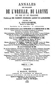 Tapa de Annales des maladies de l'oreille, du larynx, du nez et du pharynx