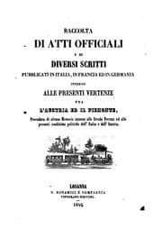 Tapa de Raccolta di atti officiali e di diversi scritti ... intorno alle presenti vertenze fra l'Austria ...