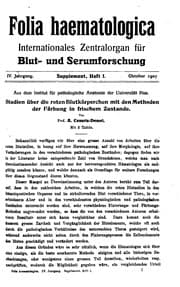 Tapa de Folia Haematologica: Internationales Magazin für klinische und morphologische Blutforschung