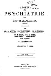 Tapa de Archiv fuer psychiatrie und nervenkrankheiten