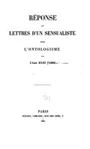 Tapa de Réponse aux lettres d'un sensualiste contre l'ontologisme