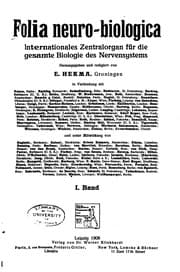 Tapa de Folia Neuro-Biologica. Internationaal Centraalorgaan Voor de Biologie Van Het Zenuwstelsel