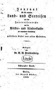 Tapa de Journal für die neuesten Land- und See- Reisen und das Interessanteste aus der Länder- und ...