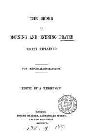 Tapa de The Order for morning and evening prayer simply explained, ed. by a clergyman