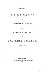 Tapa de Inaugural addresses of Theodore W. Dwight