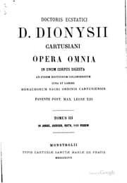 Tapa de Doctoris ecstatici D. Dionysii Cartusiani Opera omnia
