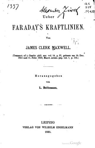 Tapa de Ueber Faraday's kraftlinien