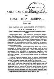 Tapa de The American Gynaecological and Obstetrical Journal