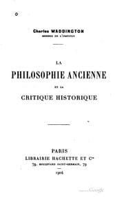 Tapa de La philosophie ancienne et la critique historique