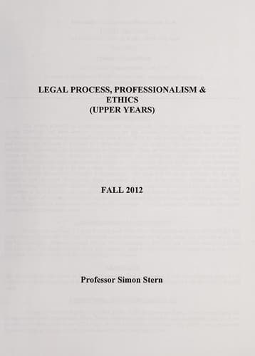 Tapa de Legal process, professionalism & ethics