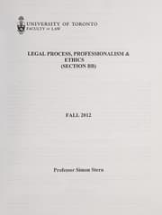 Tapa de Legal process, professionalism & ethics (Section BB)