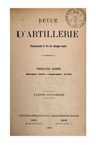 Tapa de Revue d'artillerie