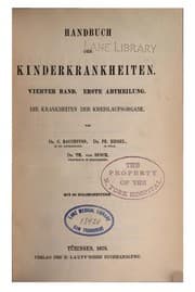 Tapa de Handbuch der Kinderkrankheiten v. 6 pt. 1-2, 1880-81