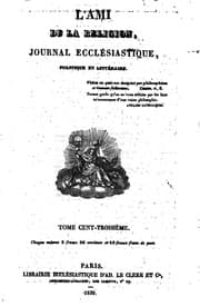 Tapa de L'ami de la religion journal ecclésiastique, politique et littéraire.