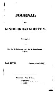 Tapa de Journal fuer Kinderkrankheiten
