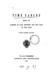 Tapa de Time tables shewing the number of days between any two days of the year