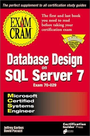 Tapa de MCSE database design on SQL Server 7 exam cram