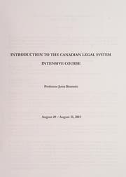 Tapa de Introduction to the Canadian legal system