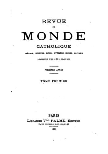 Tapa de Revue du Monde Catholique