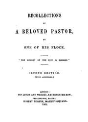 Tapa de Recollections of a belove pastor [J. Eyton] by one of his flock