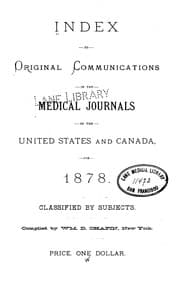 Tapa de Index to original communications in the medical journals of the United States and Canada for ...