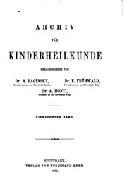 Tapa de Archiv fuer kinderheilkunde