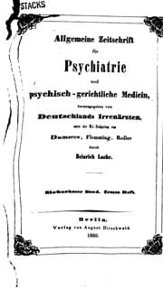 Tapa de Allgemeine Zeitschrift fuer Psychiatrie und Psychischgerichtliche Medizin