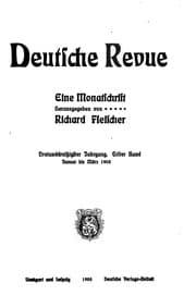 Tapa de Deutsche Revue: Eine Monatsschrift