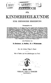 Tapa de Jahrbuch fuer Kinderheilkunde und physische Erziehung