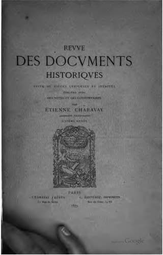 Tapa de Revue des documents historiques