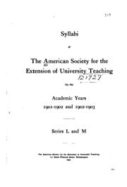 Tapa de Syllabi of the American Society for the Extension of University Teaching