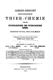 Tapa de Jahres-bericht über die Fortschritte der Tier-chemie oder der ...