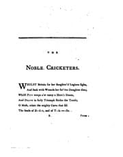 Tapa de The Noble Cricketer's [sic]: A Poetical and Familiar Epistle, Address'd to Two of the Idlest ...
