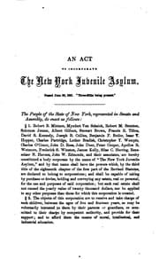 Tapa de Act of Incorporation of the New York Juvenile Asylum: Together with the By-laws and Regulations