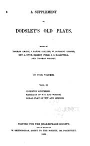 Tapa de A supplement to Dodsley's Old plays