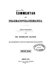 Tapa de Commentar zur Pharmacopoea Germanica v. 2, 1874