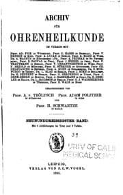 Tapa de Archiv fuer ohrenheilkunde
