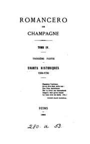 Tapa de Romancero de Champagne, chants religieux (populaires, légendaires et historiques) [ed. by L.H.P ...
