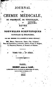 Tapa de Journal de chimie médicale, de pharmacie et de toxicologie