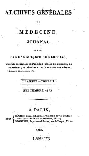 Tapa de Archives generales de medecine