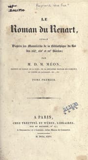 Tapa de Le Roman du Renart.  Publié d'après les manuscrits de la Bibliothèque du roi des 13e, 17e et 15e siècles, par D.M. Méon