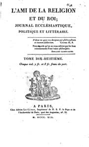 Tapa de L'ami de la religion et du roi: journal ecclésiastique, politique et littéraire