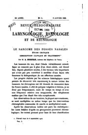 Tapa de Revue hebdomadaire de laryngologie, d'otologie et de rhinologie