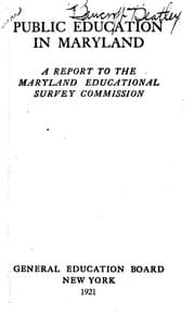 Tapa de Public Education in Maryland: A Report to the Maryland Educational Survey ...