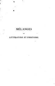 Tapa de Mélanges de littérature et d'histoire