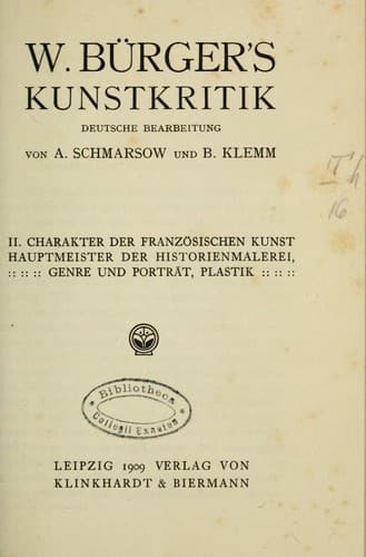 Tapa de W. Bürger's Kunstkritik