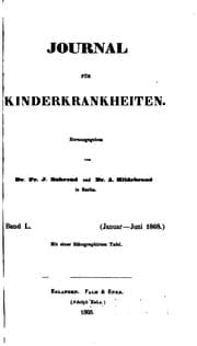 Tapa de Journal fuer Kinderkrankheiten