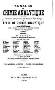Tapa de Annales de chimie analytique appliquéeà l'industrie, à l'agriculture, à la pharmacie et à la ...