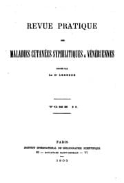Tapa de Revue pratique des maladies cutanées, syphilitiques et vénériennes